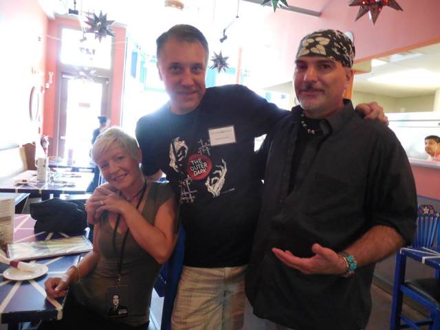 Lena Griffin, me and Scott Nicolay at Viva Mexico Cantina breakfast
